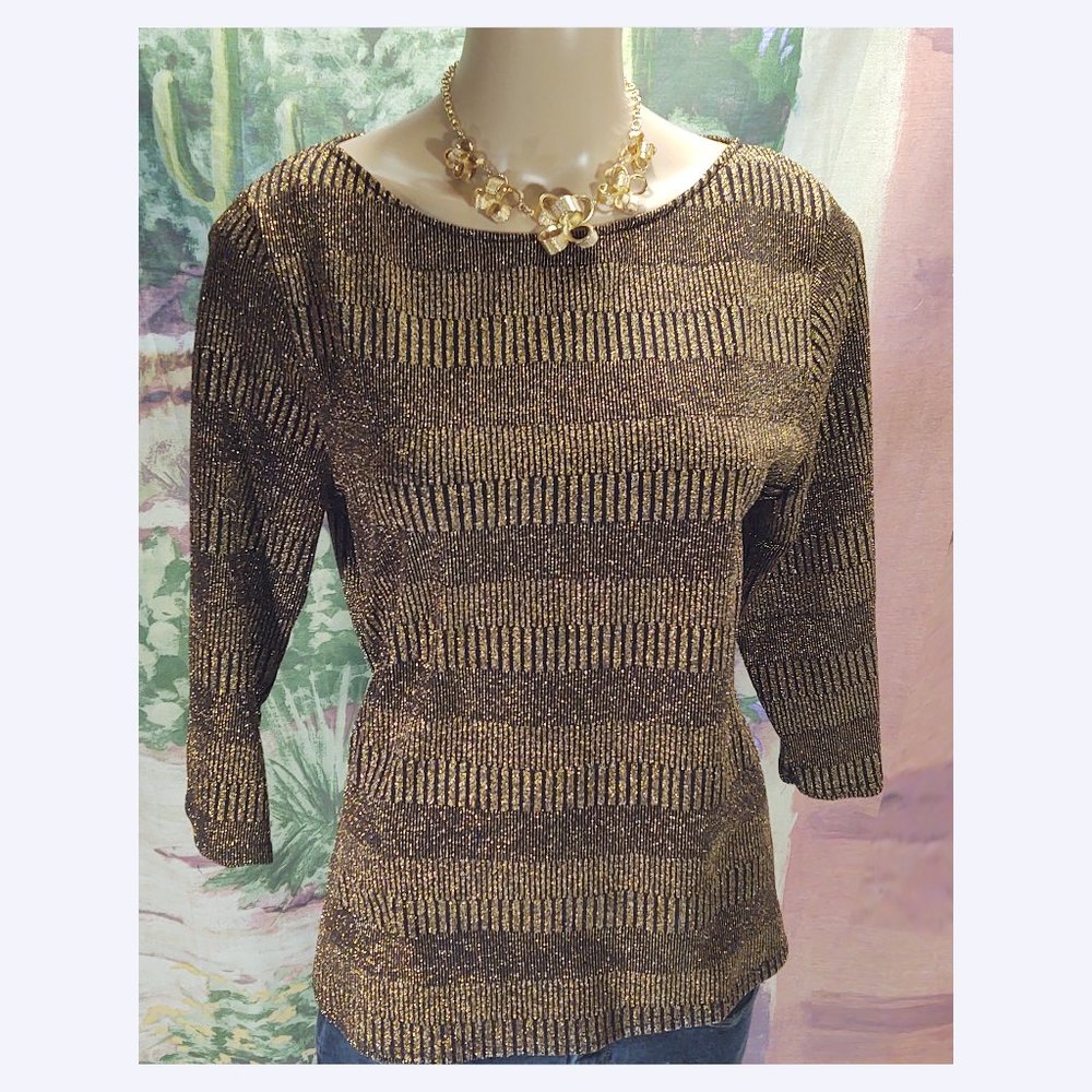 Striped Metallic Gold Top